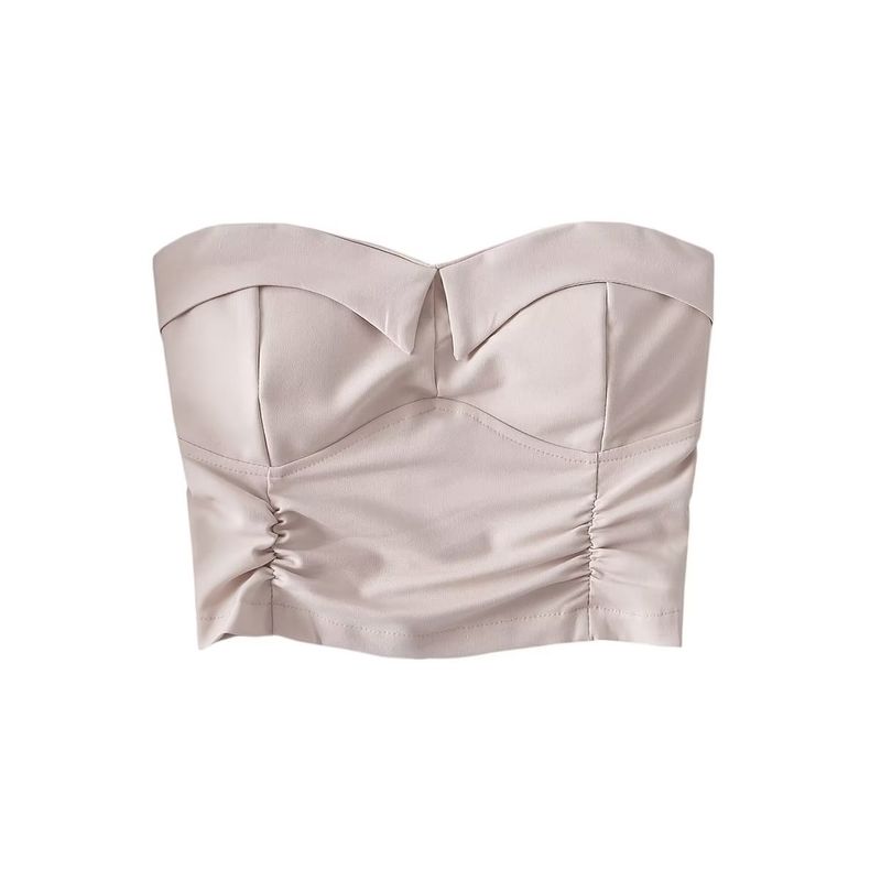 Fashion Summer Sexy Tube Top Sexy Tops Women's Ruched Short Fashion Tape Sleeveless Tight Vest