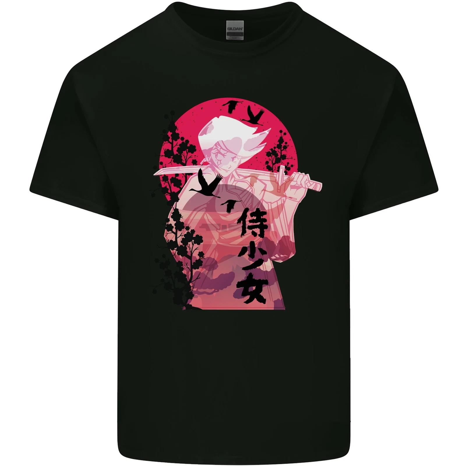 Anime Samurai Woman With Sword Kids T-Shirt Childrens S