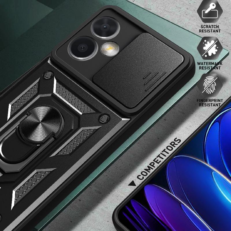 For Xiaomi Redmi Note 12 Pro 5G 4G Case Slide Camera Protect Armor Phone Case for Redmi Note 12S 5G  Magnet Holder Ring Cover