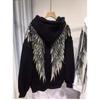 Plus Size Women's Hot Diamond Light Luxury Front and Rear Wings Hoodie Plus Fleece Hoodie
