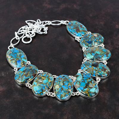 Kupfer Chrysokoll Halskette 925 Sterling Silber Halskette Edelstein Schmuck handgemachte verstellbare Kette Halskette Geschenk für Frau Brandneuer Schmuck