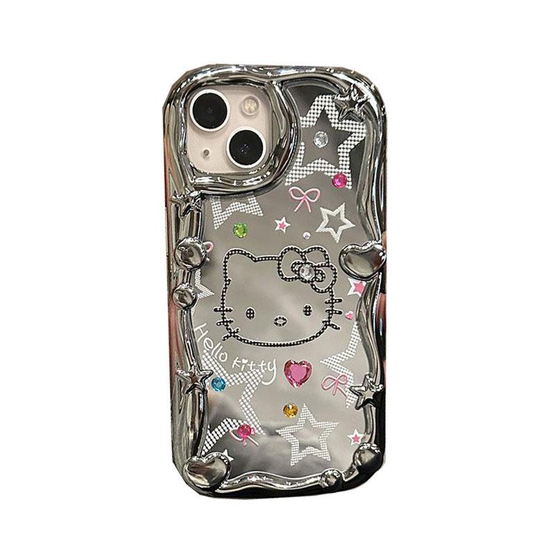 Silver Mirror Flash Diamond Kt Cat Apple 11promax Mobile Phone Case iPhone11 Electroplating 11 Makeup Mirror 11 Large Holes