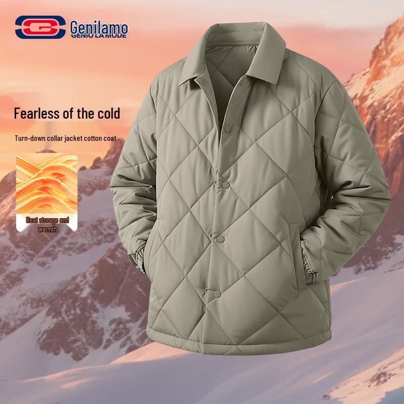 GENIOLAMODE Men's Winter Quilted Collared Jacket