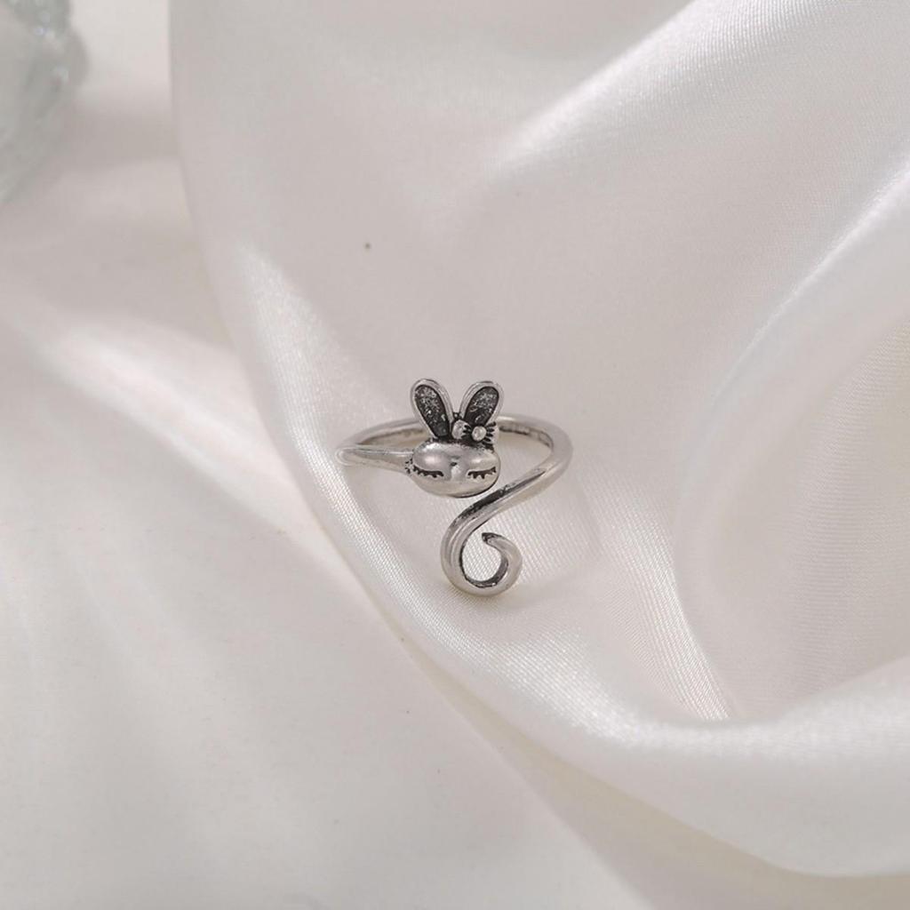 Anello Gatto Geometrico Europeo & Americano, Design Aperto Regolabile, Ornamento Animale Lavorato a Maglia per Dita.