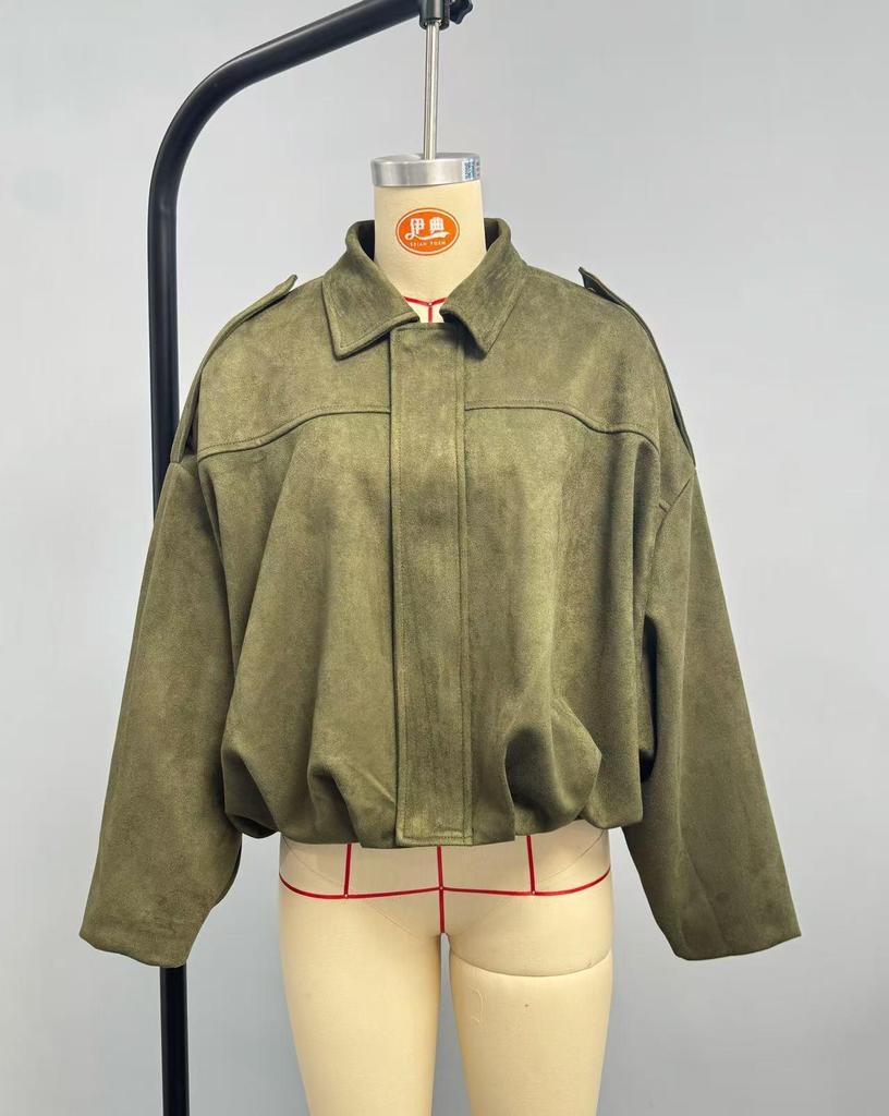 European and American Women's Fashionable Bomber Jacket with Batwing Sleeves and Zipper - Casual 2025 Style.
