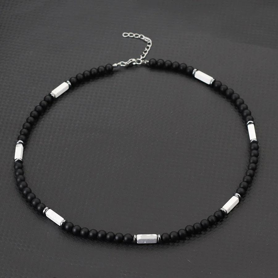 Wykwintny Naszyjnik z Kamienia Onyksu Klasy A 6mm Męski Ręcznie Robiony Naturalny Oko Tygrysa Koraliki Howlite Naszyjnik Medytacja Leczenie Biżuteria dla Mężczyzn