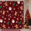 Christmas Shower Curtain Navy Blue Snowflakes Winter Holiday Happy Xmas New Year Festival Seasonal Snow Celebration Fabric