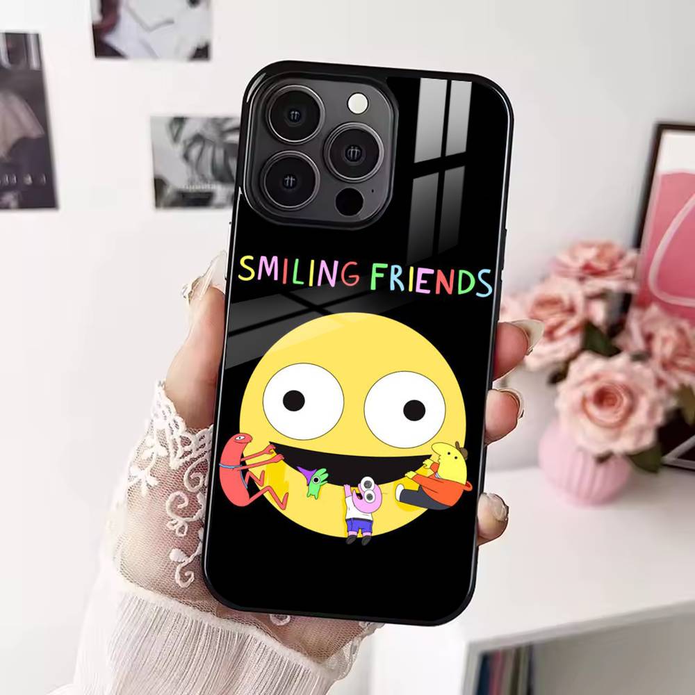 Cartoon S-Smiling friends Phone Case For iPhone 17 16 15 14 13 12  Pro Max Plus for Magsafe Mirror Wireless Magnetic Cover
