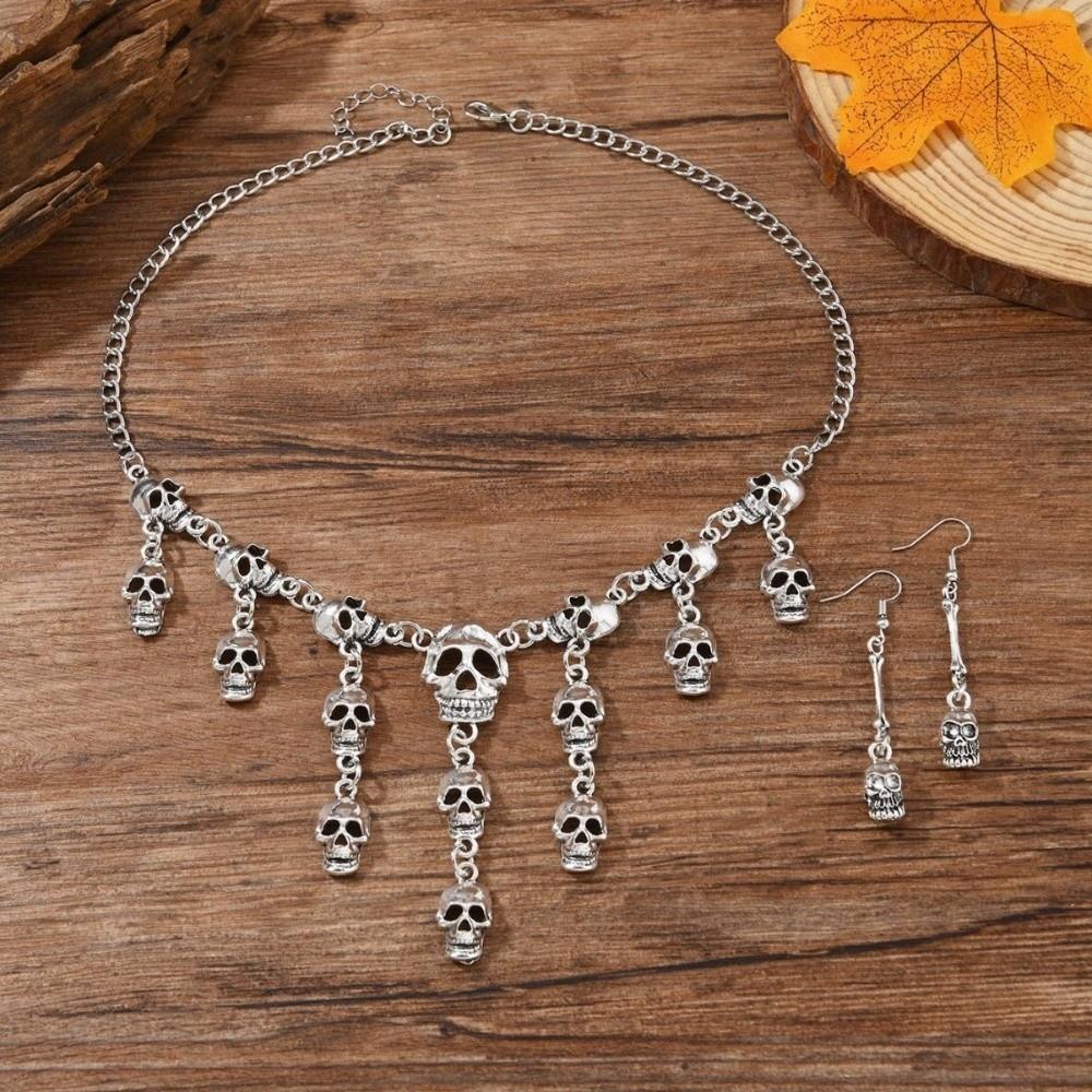 Y2K Halloween Choker Gothic Collarbone Chain Charm Gift Skull Necklace Neck Jewelry