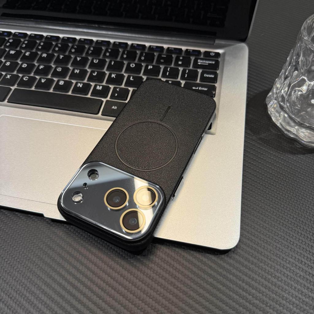 iPhone 17 Lychee Texture Magnetic Ring Case & Apple 16 Crystal Lens Protective Cover