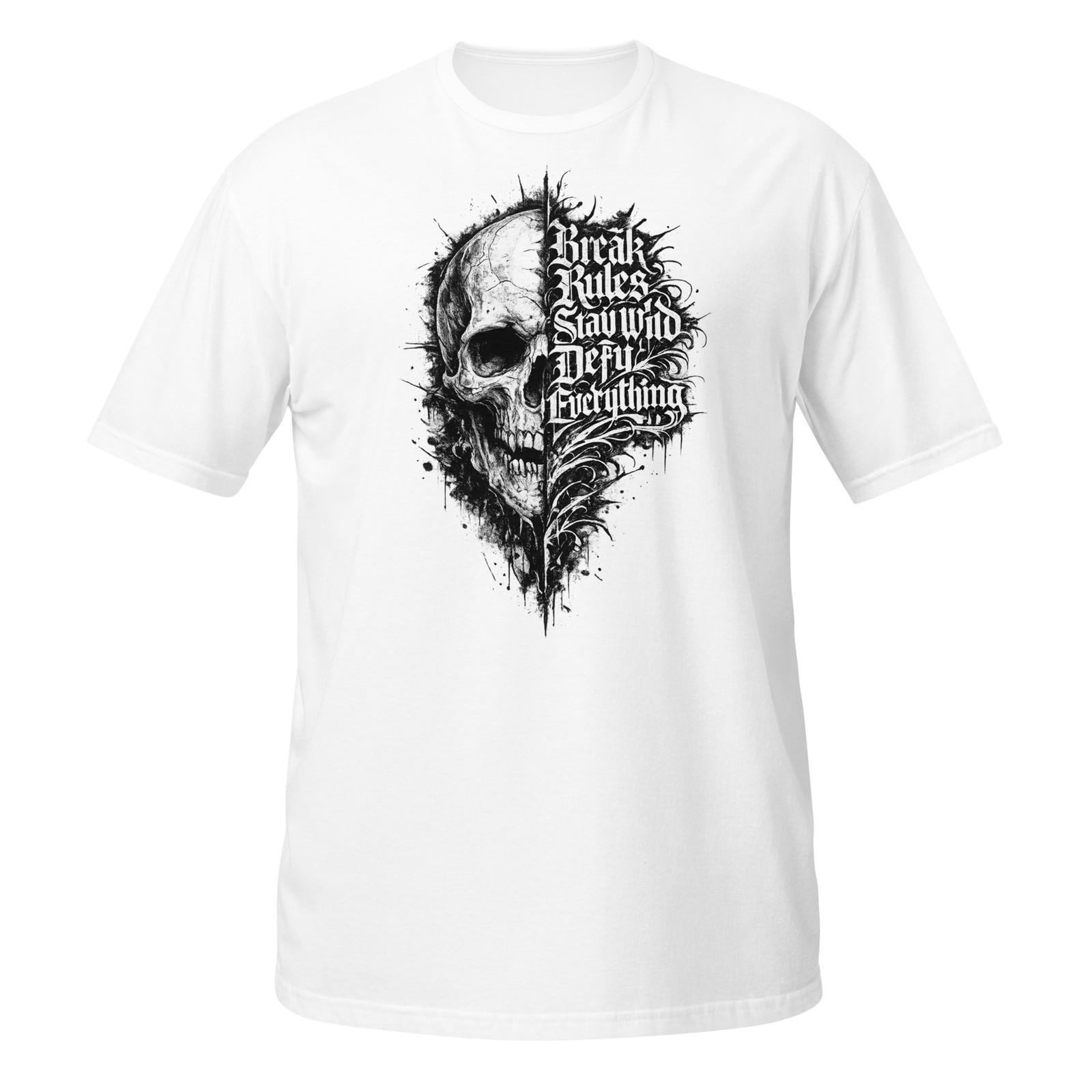 Gothic Skull T-Shirt Dark Streetwear Rebel Chaos Black Top S разноцветный