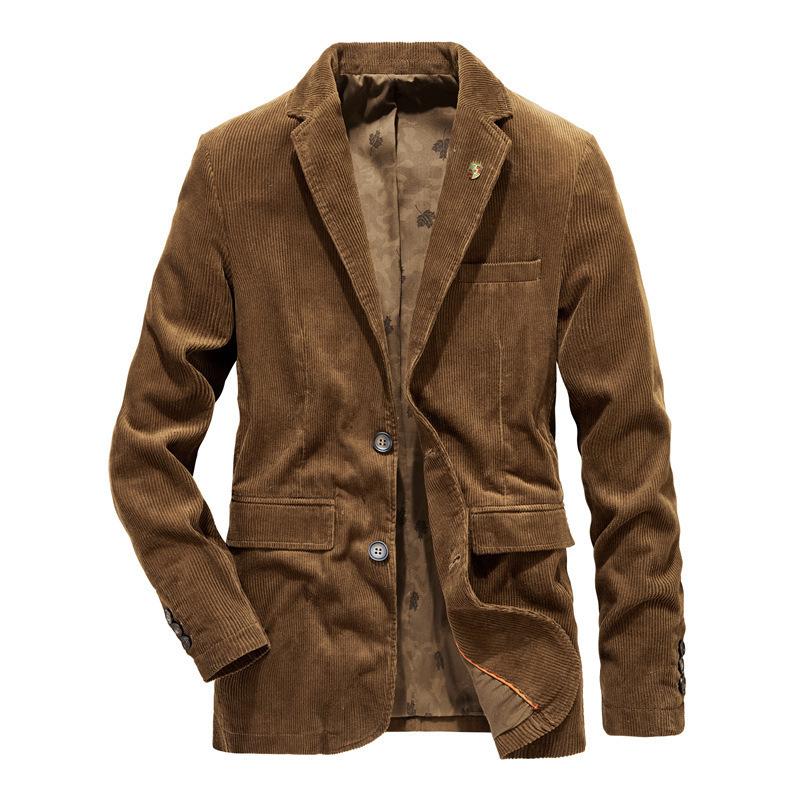 Spring and Autumn New Corduroy Suit Retro Casual Flat Jacket Men's Solid Color Suit