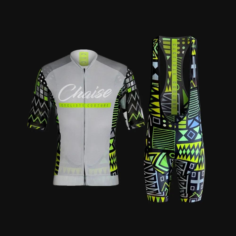 Chaise Pro Team Jersey Set Mens Cycling Clothing Short Sleeve Kit Race Riding Uniform Summer Road Bike Ropa Ciclismo Hombre