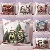 Christmas Animals Pillow Case Silky Short Plush with Invisible Zipper Dustproof Sofa Cushion Cover for Home Decor