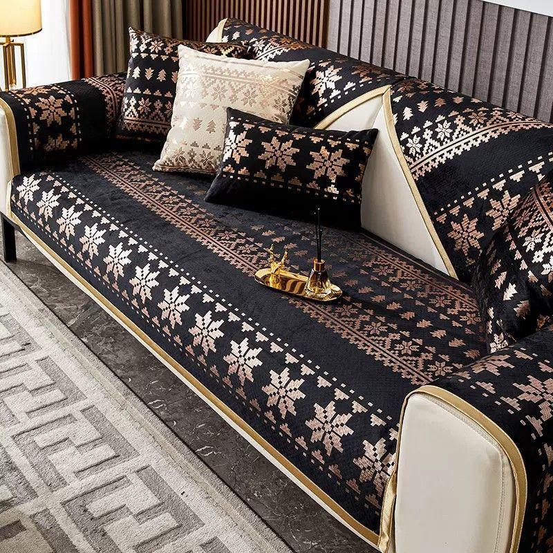 

Голландский бархатный узор с позолоченным рисунком, чехлы для диванов, полотенце, противоскользящая защита для дивана, чехол для дивана, одеяло для гостиной, желтый край 70x90cm