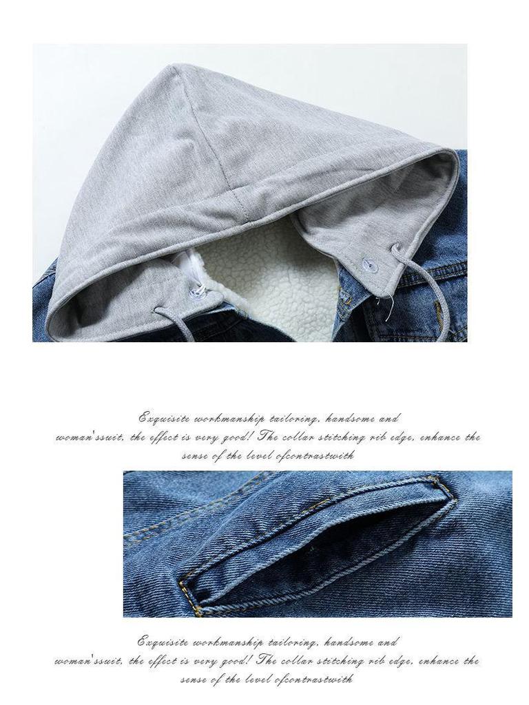 Giacca invernale in denim da donna stile coreano - Larga, Ispessita, Foderata in velluto, Aderente, Versatile, Elegante, Top di media lunghezza