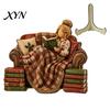 Winter Party Decorations Christmas Wooden Table Sign, 2D Flat Santa Claus/Snowman Reading Desktop Ornament Gift for Family with Stand, Holiday