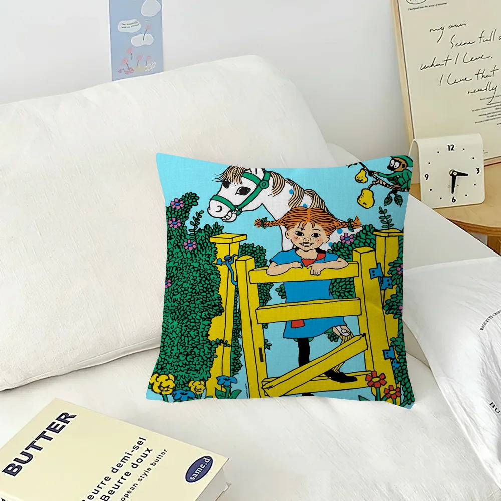 Cartoon Pippi L-longstocking Cute Maple Design Cushion Cover Happy Autumn Harvest decor Holiday Decorati Pillow Cover