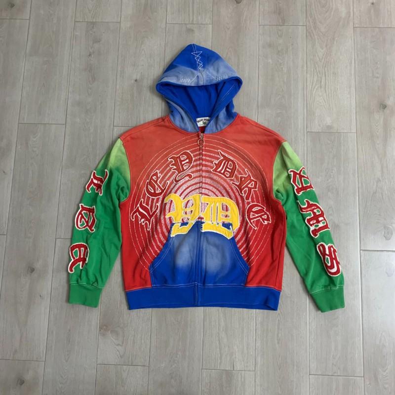 Mens Oversized Hooded Zip-Up Sweatshirt With