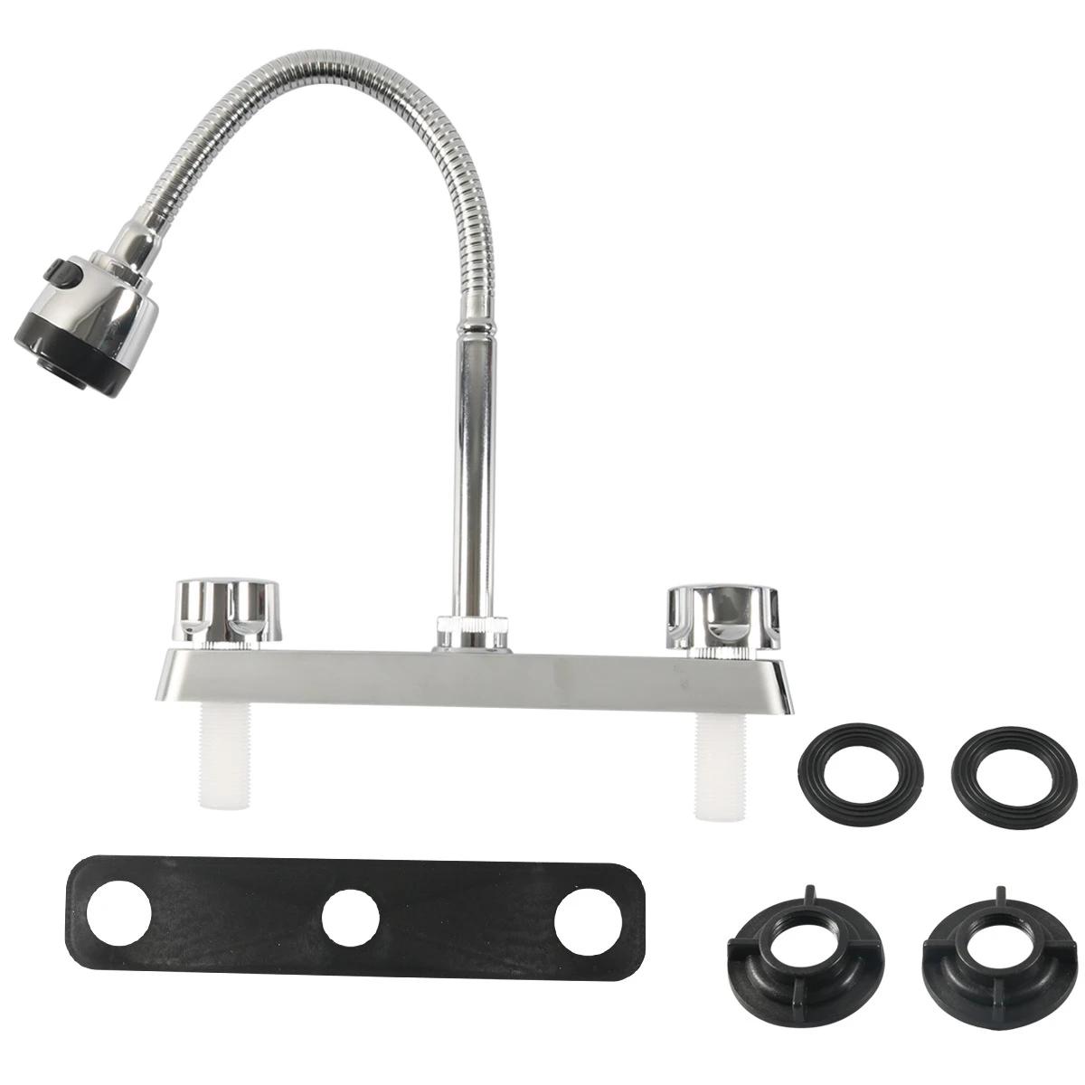 

Кран для кухни RV с двойным интерфейсом, двухрычажный, вращающийся на 360 градусов, Сменные смесители для раковины, Кухонные аксессуары