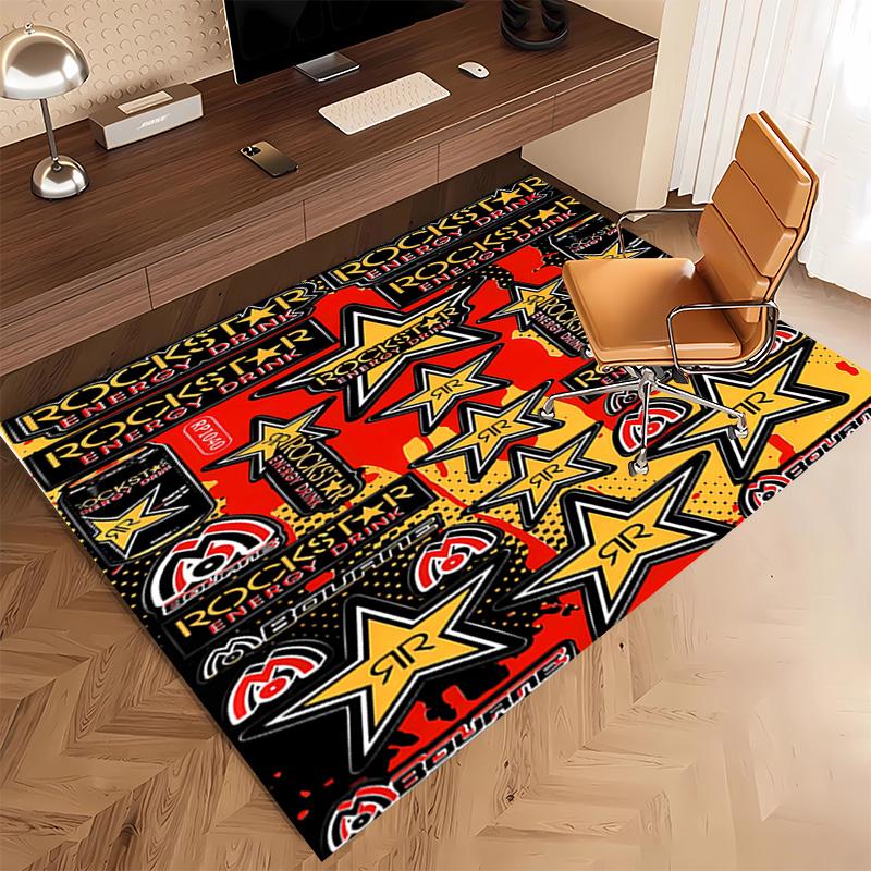 1pc Rockstar logo Print Area Rug - Soft, Washable Non-Slip Indoor Mat, Living Room, Home Office Decorative Rug,Office Decorative