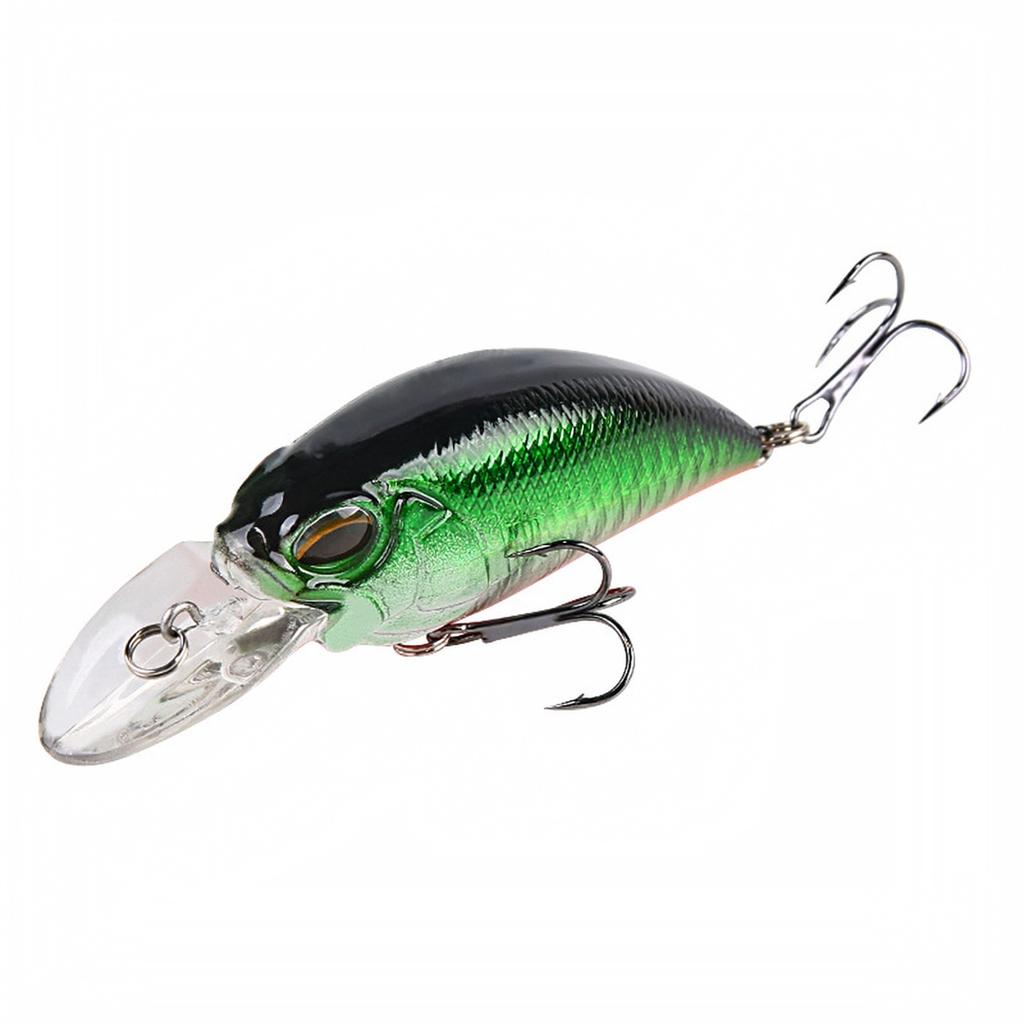 Body Floating Crankbait with Rattle Beads and Treble Hooks, Long Fishing