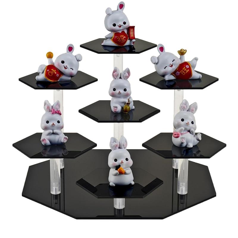 Clear Acrylic Hexagonal Display Rack Storage Stand For Doll Figures Jewelry Cosmetics Headset Collectibles Cupcake Dessert