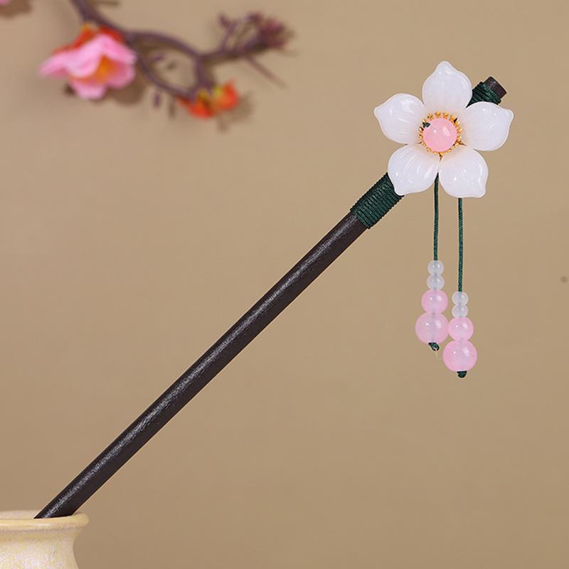 Vintage Tassel Wooden Hairpin for Women - Imitation Ebony Hanfu Accessory, Ancient Style Costume Hairpin