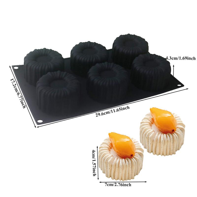 Doughnut-Shaped Mini Cake Pan 6-Cavity Silicone Mold for Pumpkin Cakes Food Grade Non-Stick Jello Chocolate Cookie Baking Tray