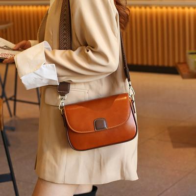 Vintage Leather Women's Bag Fashion Small Square Bag New Leisure Commuter Premium Sense Cowhide Single Shoulder Crossbody Bag