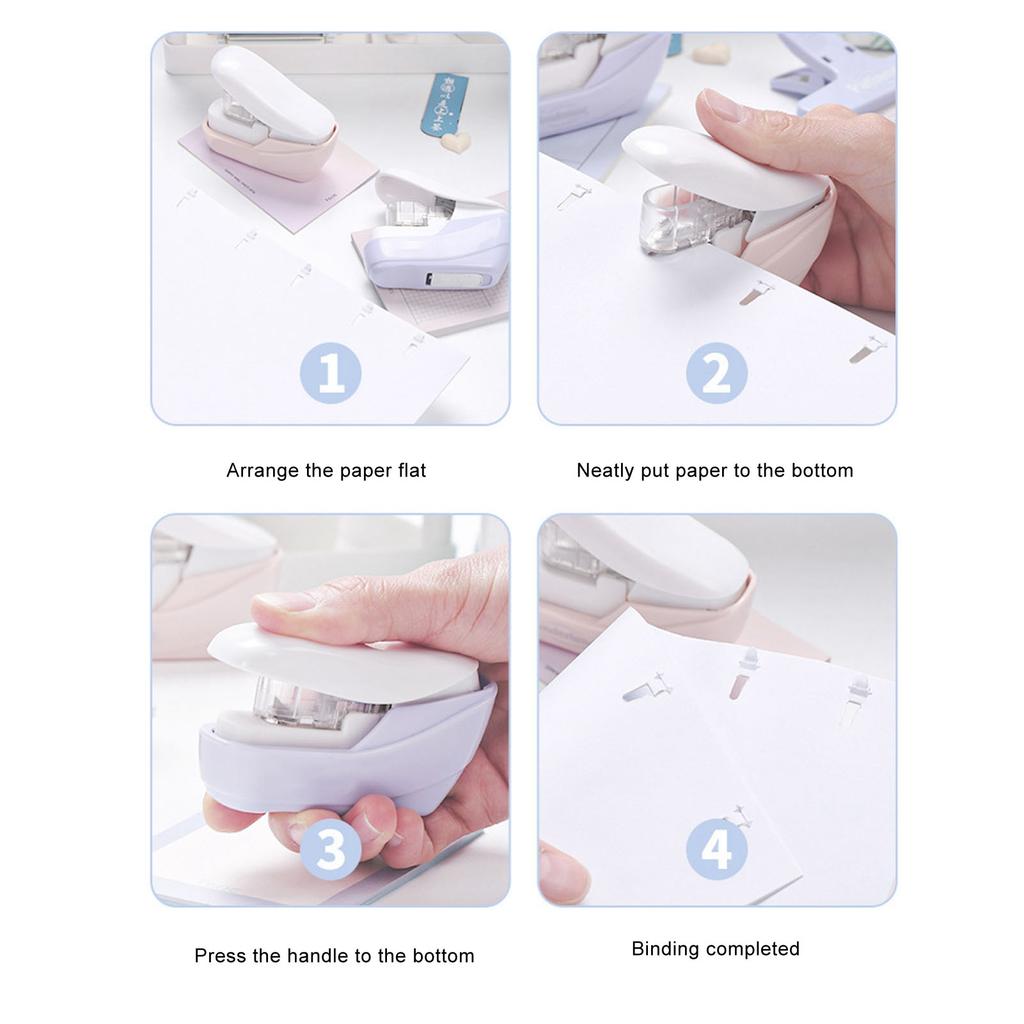 Compact No Staple Stapler Plastic Paper Stapler New Stapleless Stapler  School Supplies