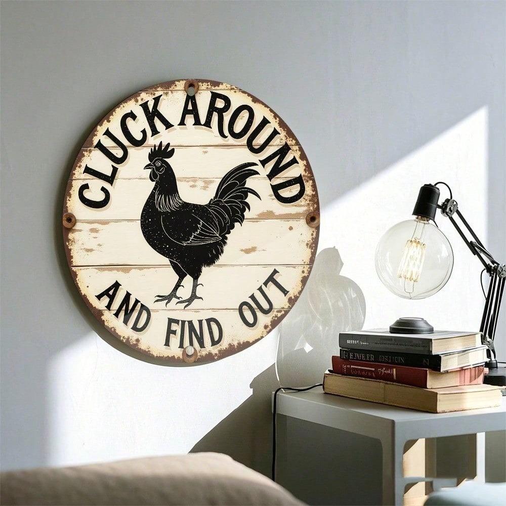 Vintage Rooster Metal Sign Rustic Farmhouse Wall Decor Retro Country Garden Plaque Indoor Outdoor Home Art