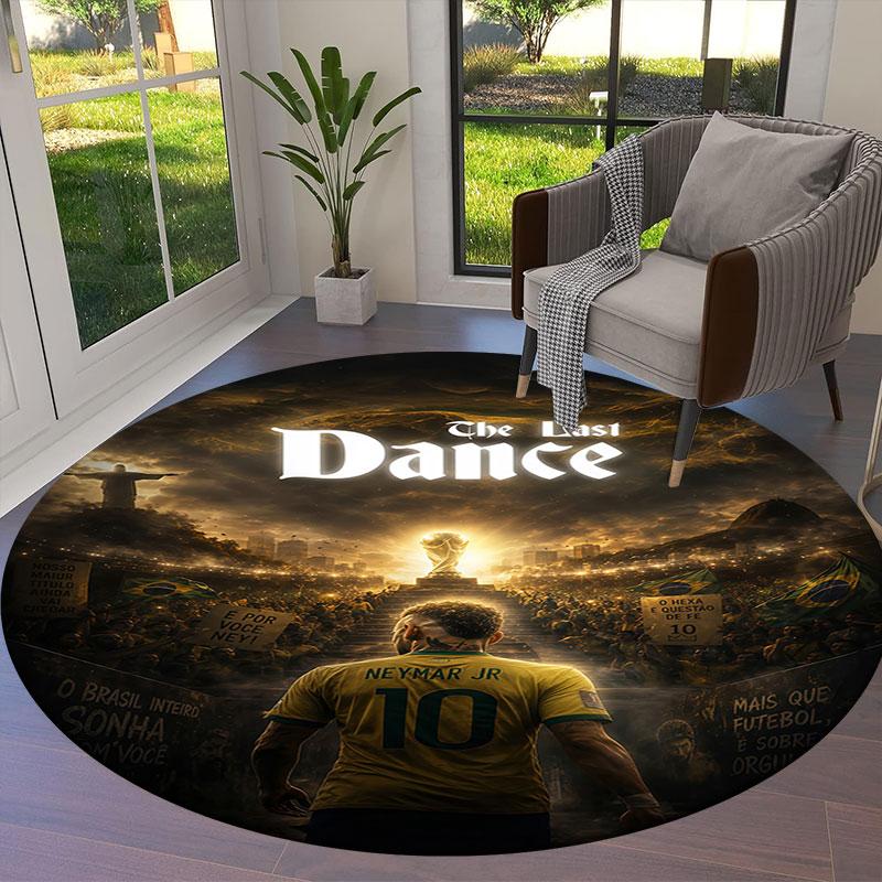 Neymar Round Area Rug,Carpet Rug for Living Room Bedroom Sofa Playroom Decor,Non-slip Floor Mat