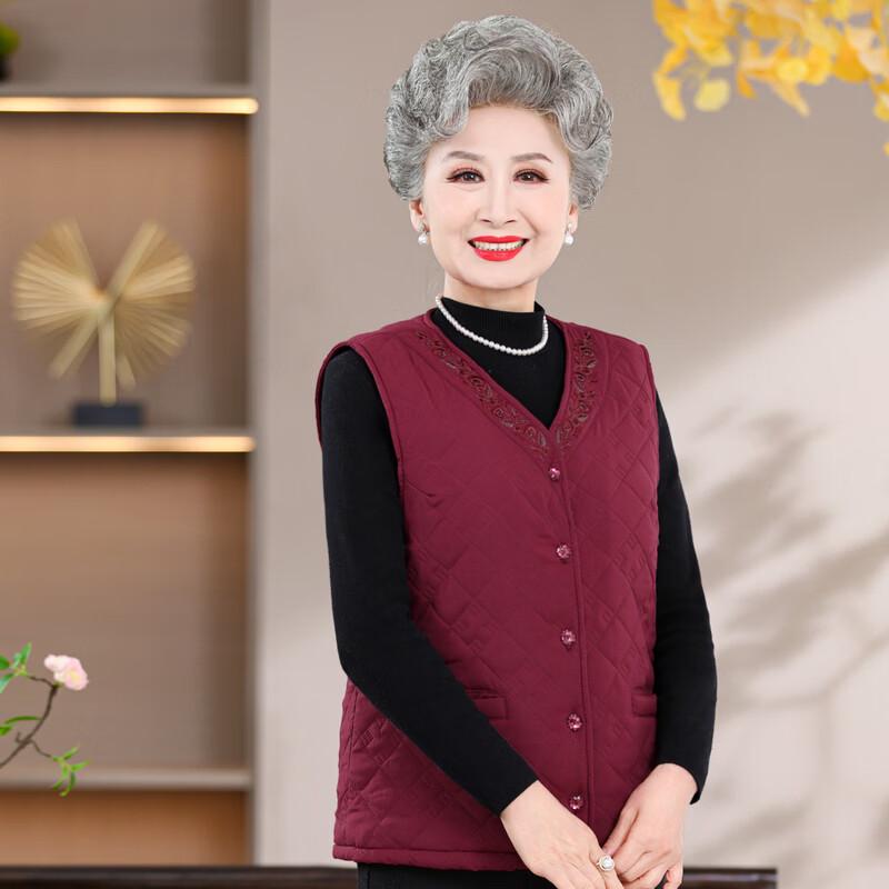 Yalu Elderly Women's Autumn V-Neck Button Vest