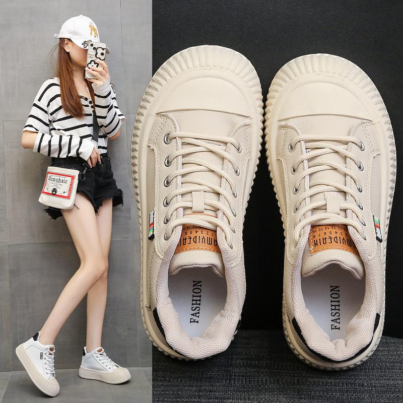 Round head biscuit sole platform white shoes women's autumn 2025 new high-top lace-up casual versatile single shoes