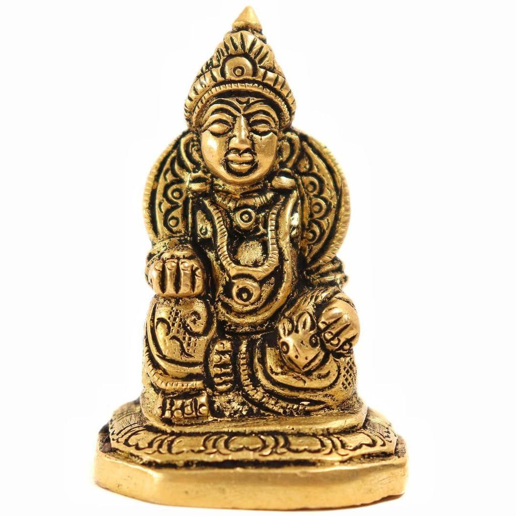 The Spiritual Living 100% Pure Brass Kuber Murti | 7 Cm | Kuber Statue for Vastu | Pooja Room - Home Puja - Office Desk