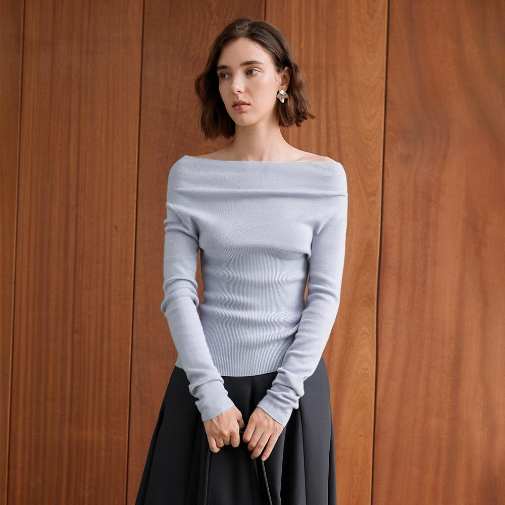 Waiwaiaiem Yy_Boat Neck Knit Top_3Color