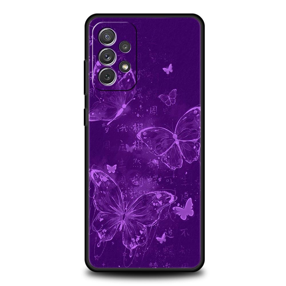 

Art Purple Butterfly Phone Case for Samsung Galaxy A55 A35 A15 A14 A13 A25 A54 A51 A71 A72 A73 A32 A52 A41 5G Soft TPU Shell Bag Samsung A07