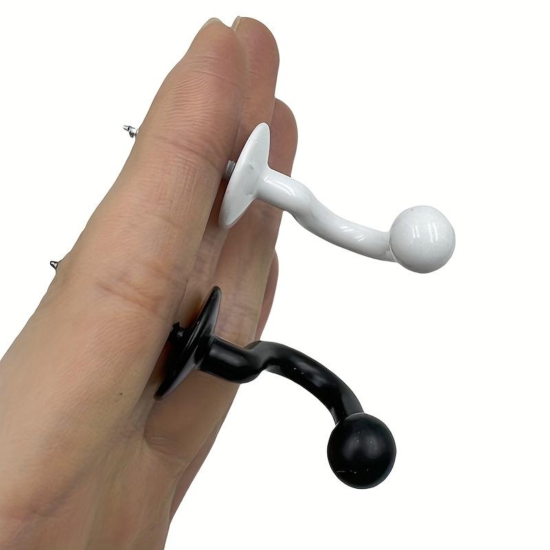 Modern Zinc Alloy Wall Hooks, White and Black, Easy Install, Contemporary Style Metal Curtain Hangers for Clothes, Bags, Towels, Door Beads