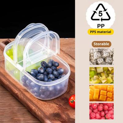 500/600 ml Frischhaltebox, transparent, zwei Fächer, 90-Grad-Öffnungsdeckel, stapelbar, Kühlschrank-Organizer, Lebensmittelbehälter