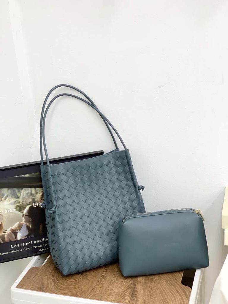 New knot leather woven shopping bag mother and child bag tote bag commuter large capacity underarm shoulder bag women