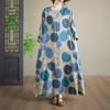 Jurken met lange mouwen, katoen in grote maten, vintage bloemen, nieuw binnen, voor dames, casual losse lente herfst jurk