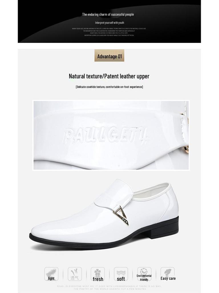 Herren Herbst 2023 Formelle Weiße Leder Slipper, Britischer Stil, Spitze Zehenpartie