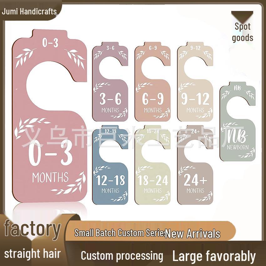 

8-Piece Baby Milestone Wardrobe Organizer Set: Double-Sided Wooden Tags for Sorting & Labeling. 8-piece set