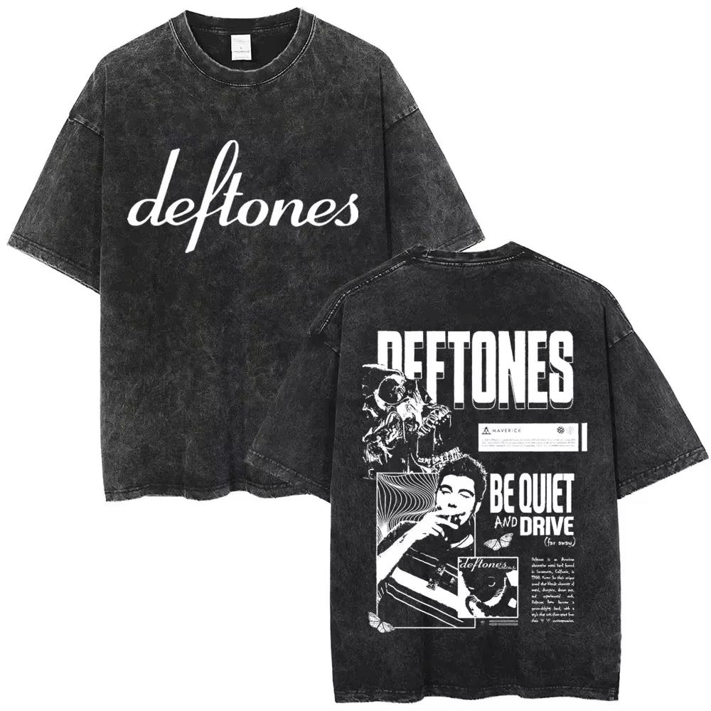 New Arrival Deftones Private Rock Music Vintage Washed Graphic Tee Retro Band Print Oversized Loose Short Sleeve Streetwear Cotton Tees For Men Women