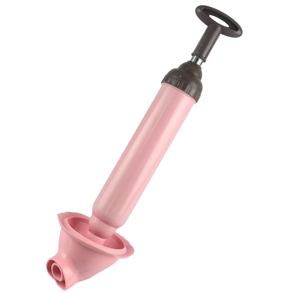 

Auty IZUMIYA Toilet Pipe Cleaner, Clears Clogs, Pressurized Vacuum, Energy-Saving, Reusable, with Plunger (Pink)