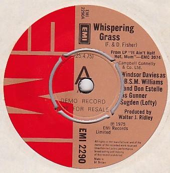 

7inch Record WINDSOR DAVIES, DON ESTELLE - Whispering Grass/I Should Have Know EMI2290PROMO EMI 1975 UK Pop Used