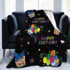 Happy Birthday Blanket Soft Lightweight Throw Blankets Cozy Flannel Bed Throws for Sofa Couch Travel Home Room Bedroom Decor Gif