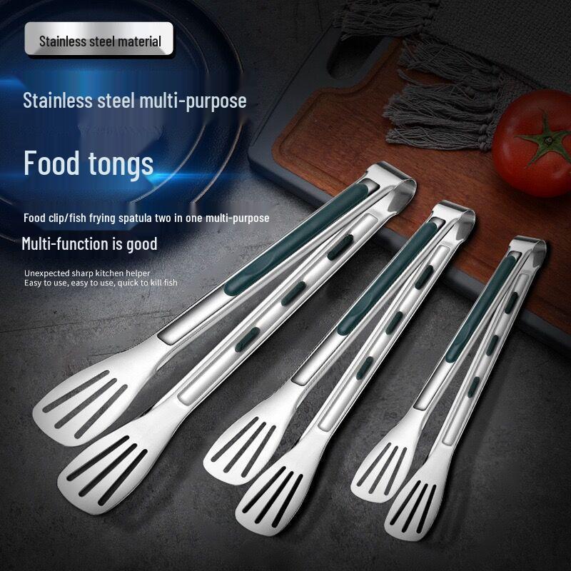 Stainless Steel Korean BBQ & Kitchen Tongs: Bread, Steak, or Barbecue Tongs with Three-Line Grip