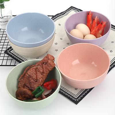 Nordic Gekleurde Tarwestro Kommen Circulaire Onbreekbare Plastic Servies Kommen Voor Huishoudelijk Gebruik